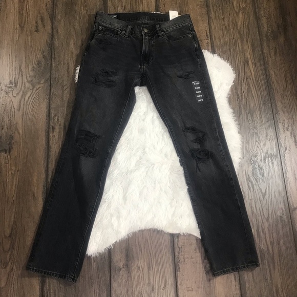 Abercrombie & Fitch Langdon Slim Distressed Black - Picture 2 of 7